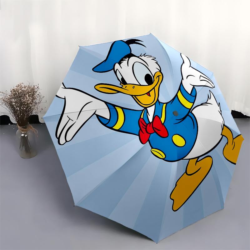 Donald Duck, Cartoon Character Automatic Opening and Closing Umbrella, Compact Travel Umbrella, Lightweight and Portable, Suitable for Beach