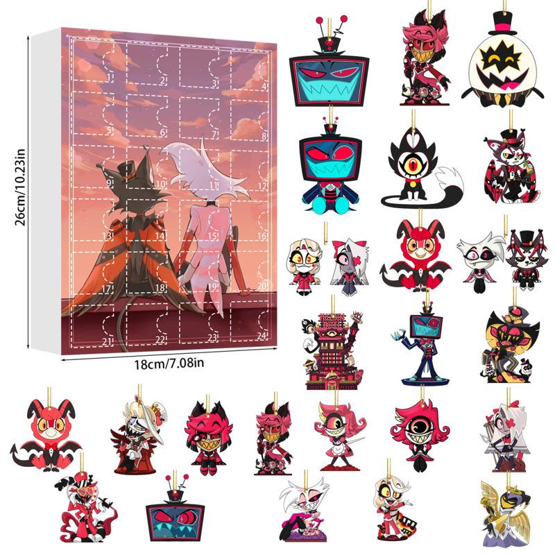 Neues Thema Hazbins Hotels Adventskalender Box Anime Druck Festival Überraschungsbox Countdown Weihnachtsbaum Dekoration Anhänger Feiertagsgeschenk