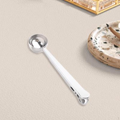 Kaffeelöffel mit langem Griff aus Edelstahl mit Clip, Verschlusslöffel,