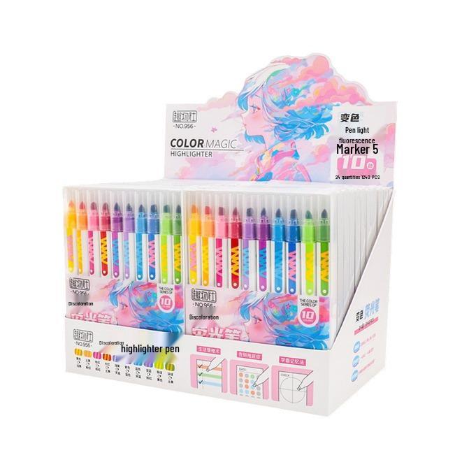 Dual-Tip Multi-color Fluorescent Glitter Pen for Journaling and Students - Creative Stationery Gift