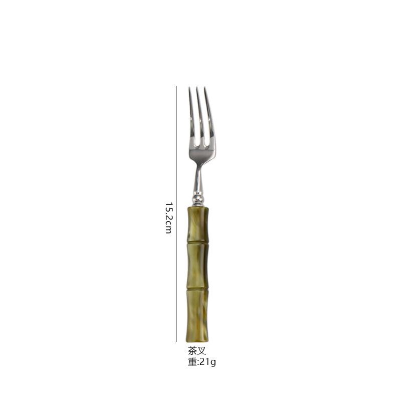 Acrylic bamboo 304 stainless steel tableware set, steak knife, fork, spoon dinnerware set 1pc/5-piece set