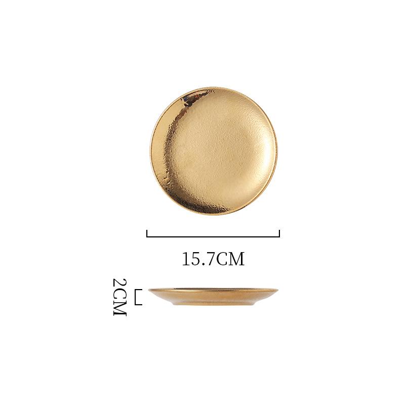 Electroplated Ceramic Plate Gold And Silver Plate Pendulum Decorative Plate Western Food Nordic Disc Light Luxury Tableware
