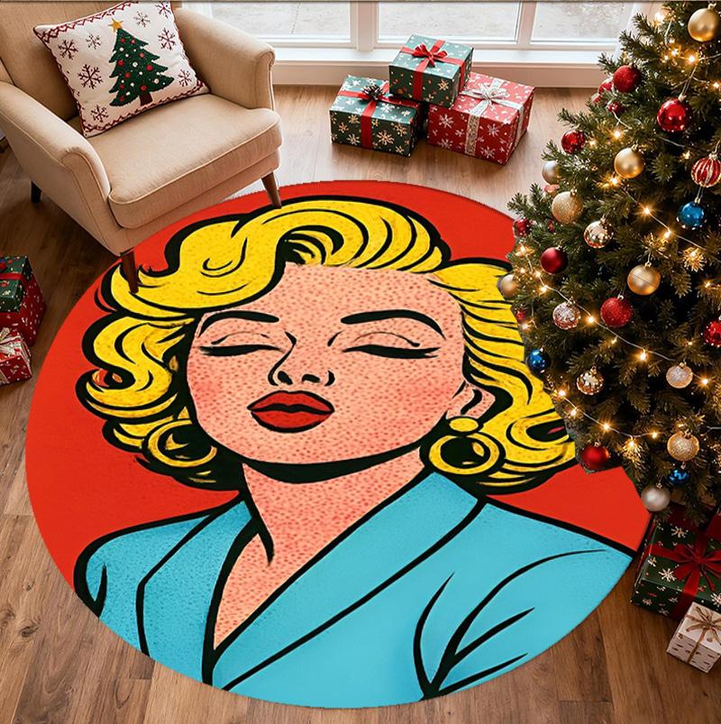 Marilyn Monroe Pattern Round Rug, Indoor/Outdoor Mat, for Picnic, Gameroom, Bedroom, Office, Living Room, Home Decor Carpet, Birthday Gift