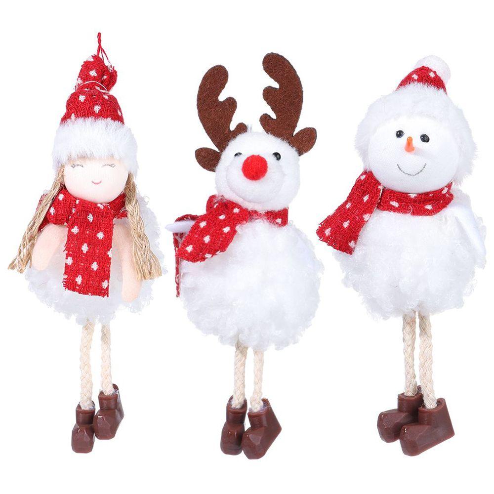 

Tree Embellishment Christmas Hanging Decorations Angel Elk Pendant White Plush Doll Santa Claus