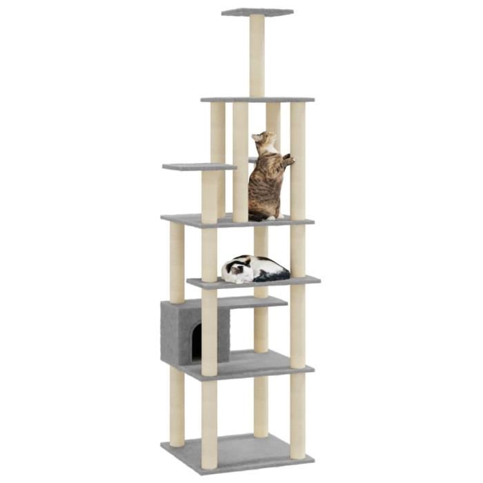 VidaXL Arbre à chat avec griffoirs en sisal Gris clair 183 cm