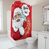 TU Festive Santa Claus Shower Curtain Christmas Holiday Bathroom Decor Waterproof Fabric Red Green Reindeer Snowflakes Holiday H