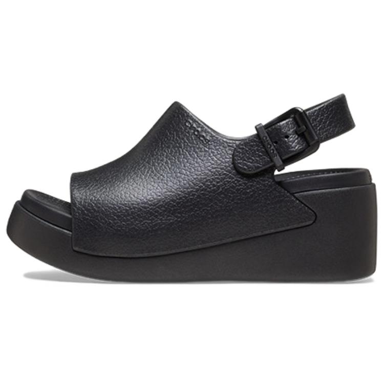 Crocs Chestnut Cloud Comfortable Simple High Heel One Strap Sandals 8Cm Women sandals black 213012-001 34-35