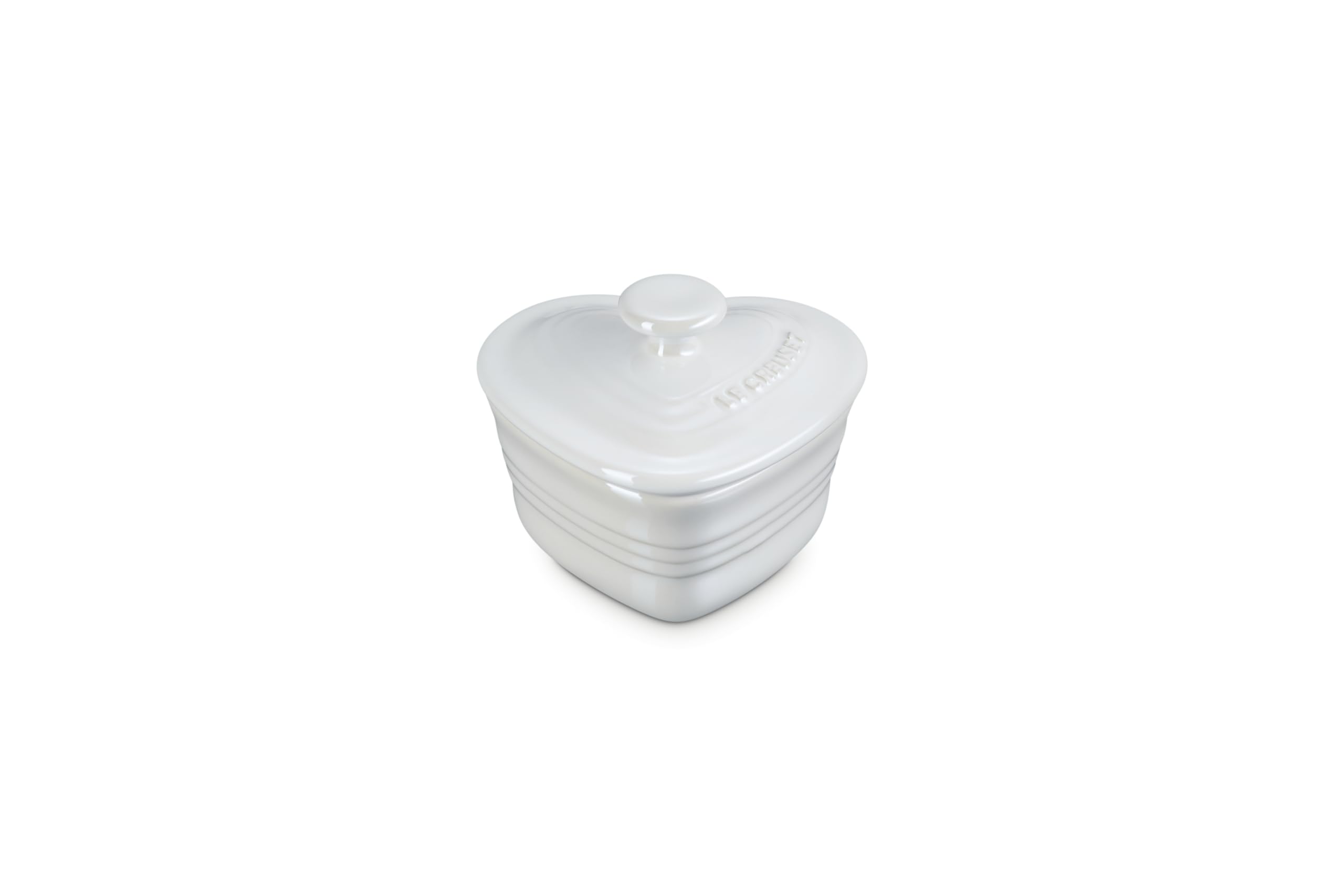 Le Creuset Ramakin d Amour S size with lid white luster