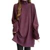 Plus Size Sequined High Neck Ruffle Long Sleeve Thickened Warm Mid-Length Top for Women 