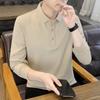 Autumn Men's Long-sleeved T-shirt Business Solid Color Lapel Men's Polo Shirt