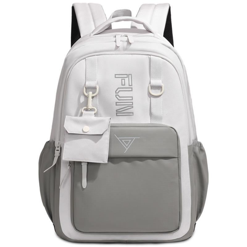 College Style Backpack Men's Large Capacity Backpack Junior Senior High School Student Contrast Color Campus Schoolbag