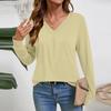 Women's Long Sleeve V Neck Blouse Business Casual Tunic Top Loose Fit Work Shirt