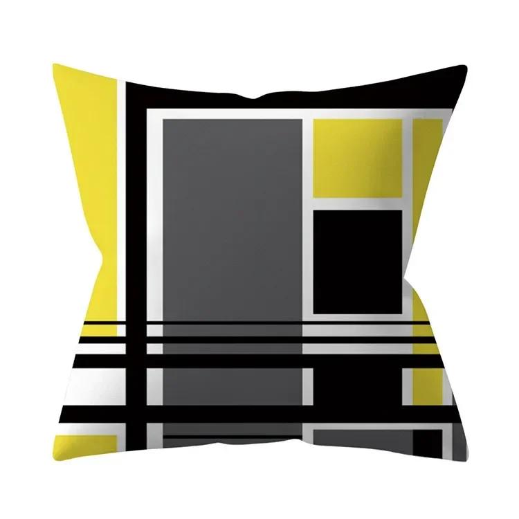 

Nordic Decorative Cushion Cover Yellow Gray Floral Geometric Pillow Covers Throw Pillows Polyester Single Side Print Pillowcases 16x16Inch