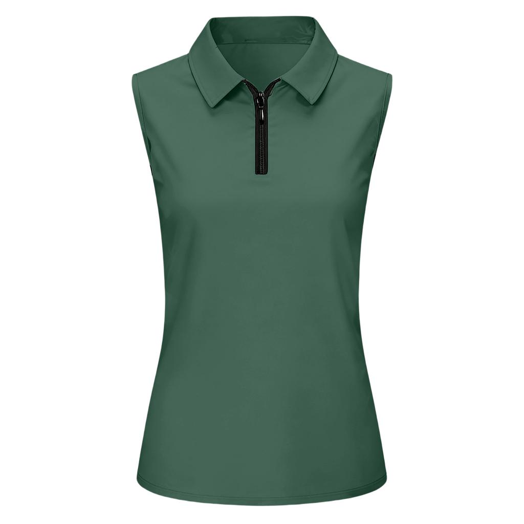 Womens Golf Shirt Sleeveless Zip Up  Shirts  Collared  Athletic Tank Top