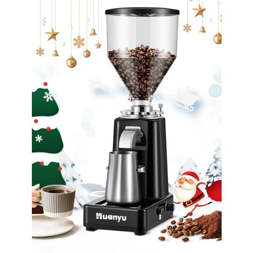 Huanyu Electric Coffee Grinder, 19-Level Grind Adjustment, Flat Type, 700g Large Capacity, 110V/60Hz, Suitable for Japan, Home and Commercial Use, Sta