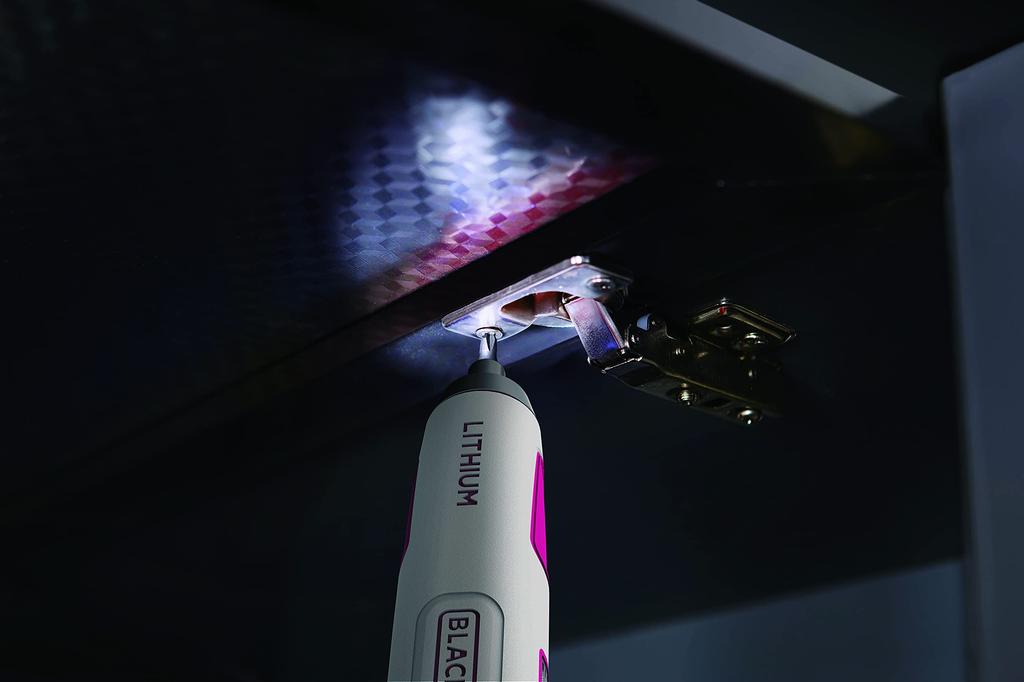 Cordless Push DIY Power Fastening LED 26 Carrying Case Included BLACK+DECKER Screwdriver, Tool, Tool, 5-Level Adjustment, Compact, Pink, Light, 3.6V,