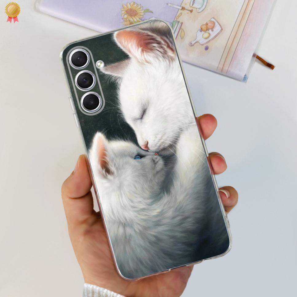 Case For Samsung F54 5G Back Cover Glitters Fashion Cat Wolf Soft Silicon Bumper For Samsung Galaxy F54 5G F546B Phone Case Capa