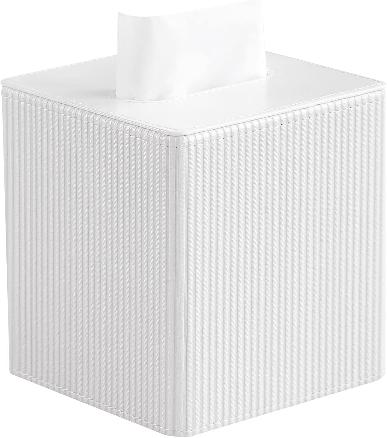 

PU Leather Tissue Box Cover Square with Magnetic Closure Bathroom Bedroom Office Desk Square Tissue Holder белый