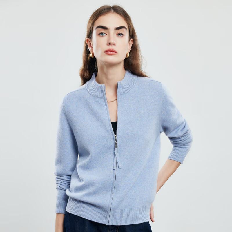 PALUOPO Semi-High Neck Pure Cashmere Knit Cardigan