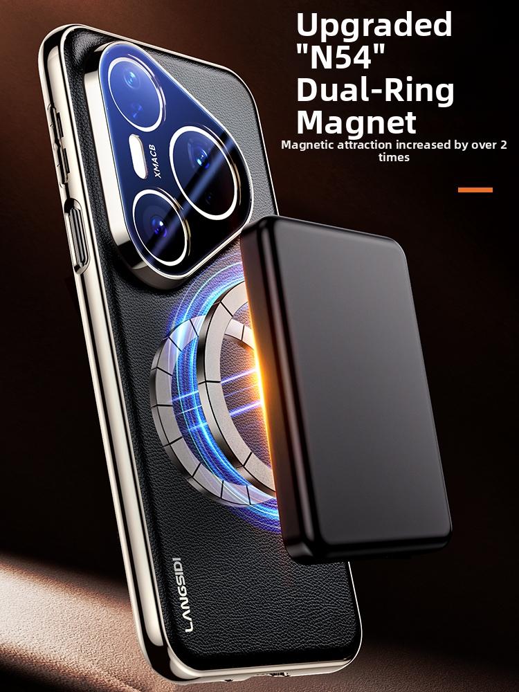 Para Capa Magsafe para Huawei Pura 80 Pro Pro+ 70 Ultra Couro Galvanizado Proteção Completa da Lente de Vidro Tampa Traseira Magnética