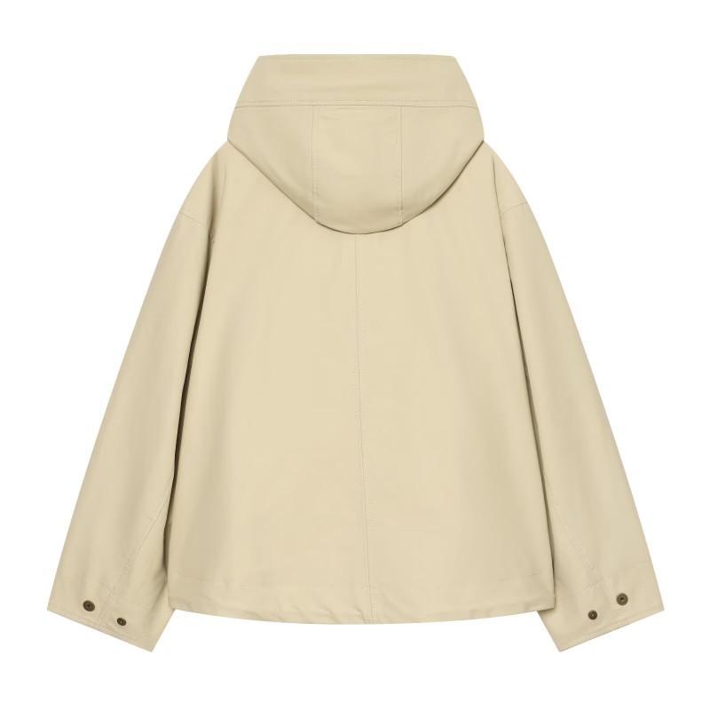 Womens Casual Hooded Parka Jacket Simple Style Loose Fit Streetwear