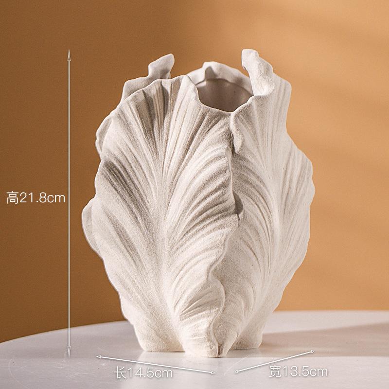 Ceramic Vase Nordic Art Beige Matte Container Flower Pampas Grass Living Room Tabletop Hydroponic Petal Handicraft Flower Vase