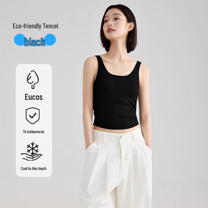 Ovieice Women's Plus Size Ice Silk Backless Tank Top with Built-in Bra Pads