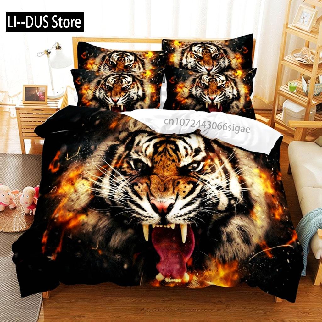 

Running Tiger Bedding Set Duvet Cover Set 3d Bedding Digital Printing Queen Size Bedding Set Fashion Design EU Single(135*200cm)3pcs