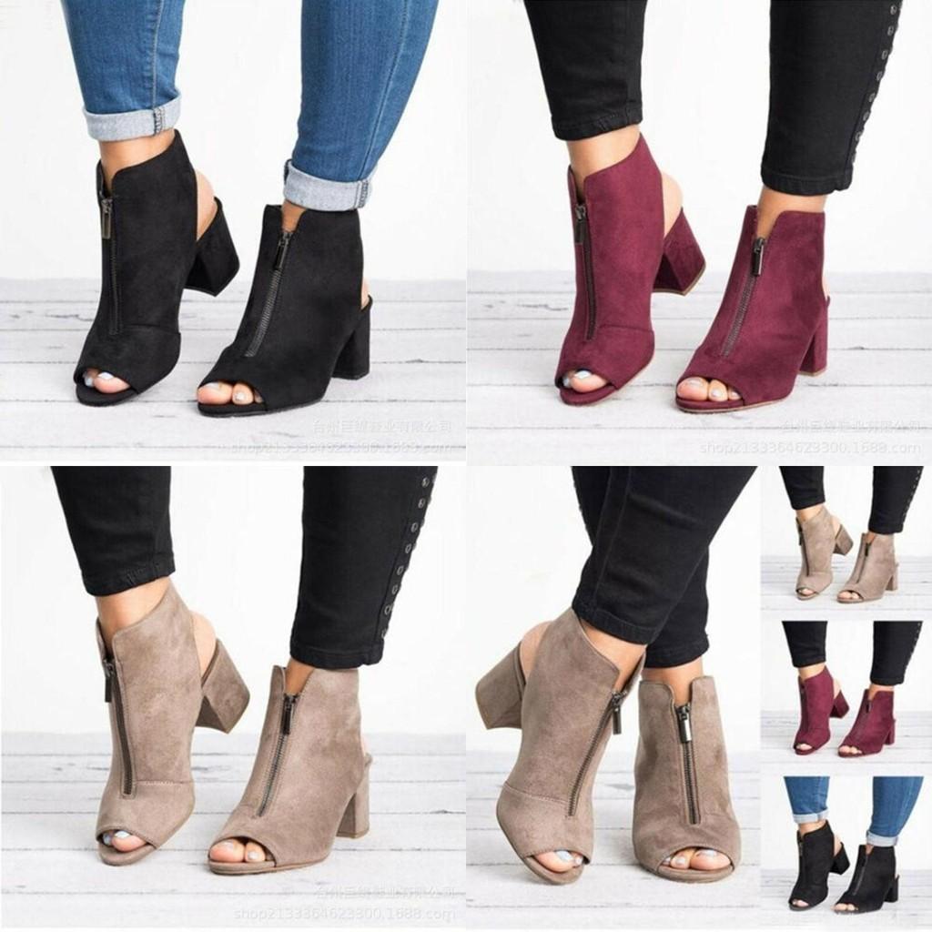 Stylish Womens Block High Heels Sandals Peep Toe Chunky Ankle Strap Boots Shoes For Every Occasion