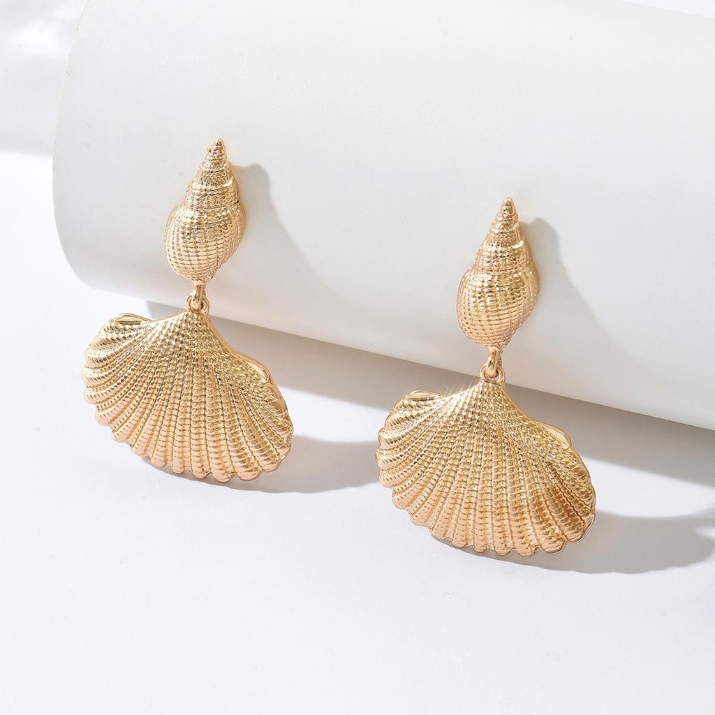 Natural Thorn Snail Shell Earrings Retro Shell Beach Vacation Earrings