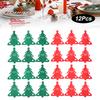 12Pcs Christmas Tree Shaped Felt Cutlery Mats With Stars Decor Durable For Home Christmas Festive Party Table Decor Accessories