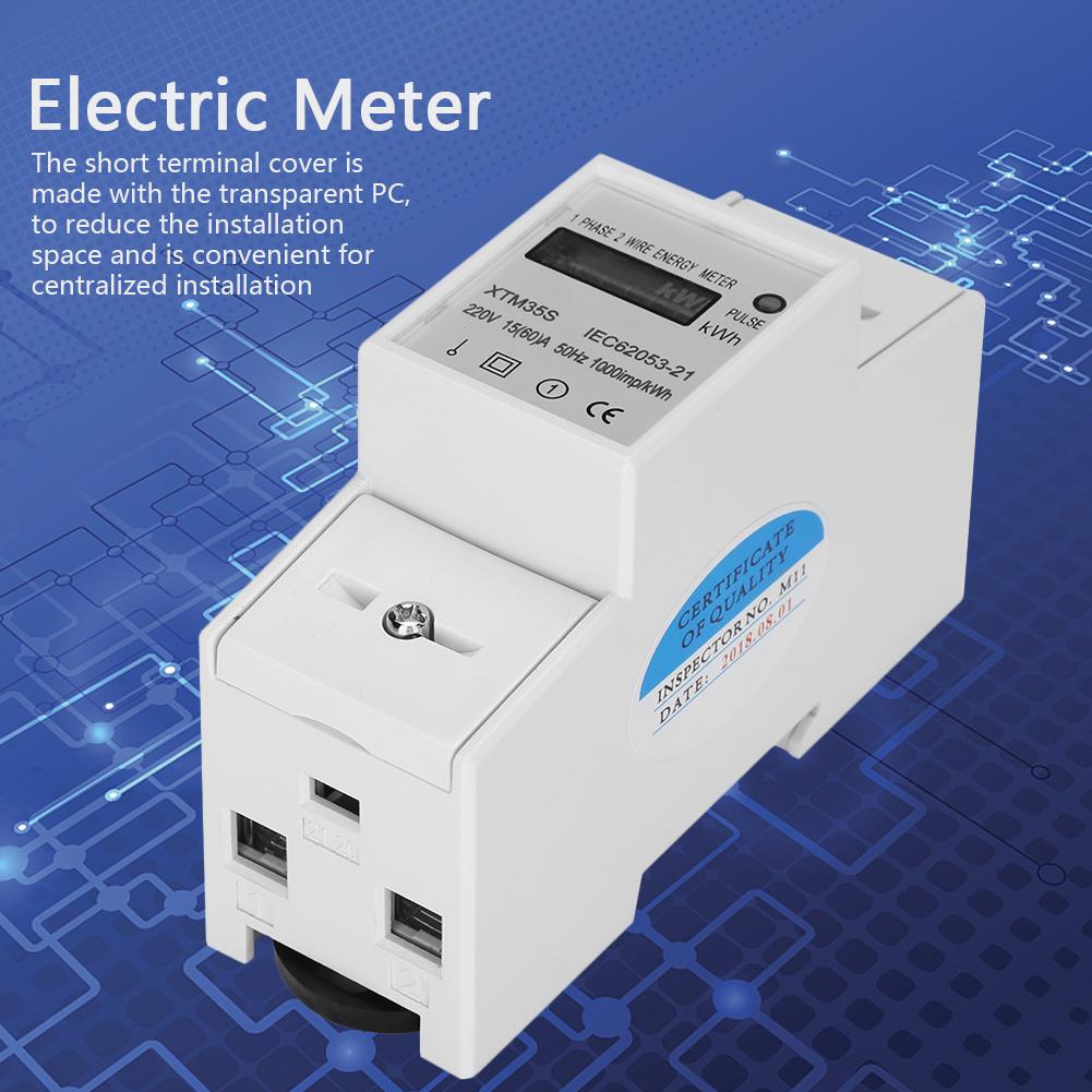 XTM35S 220V Digital 2P Din Rail Electric Meter Electronic KWh Meter