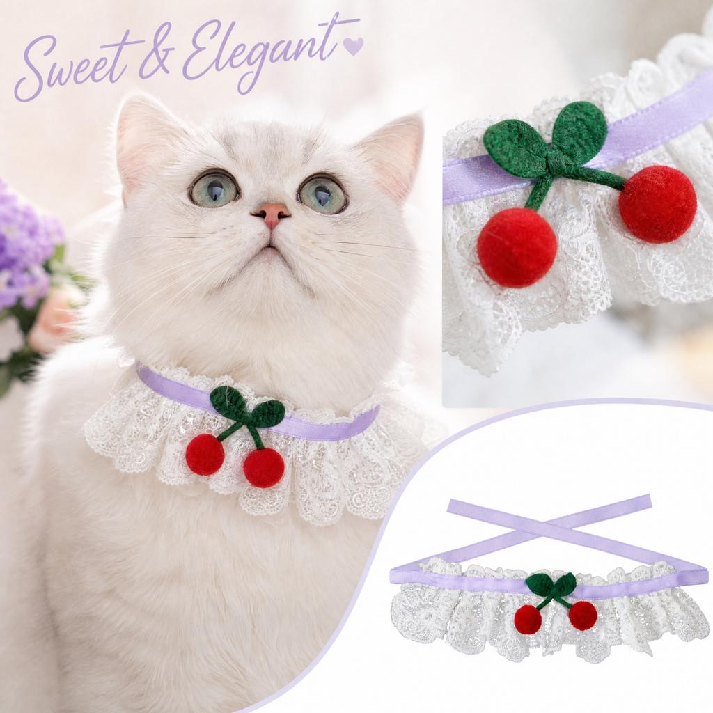 Lace Pet Collar with Neck Scarf and for Cats and Dogs Cute Accessories