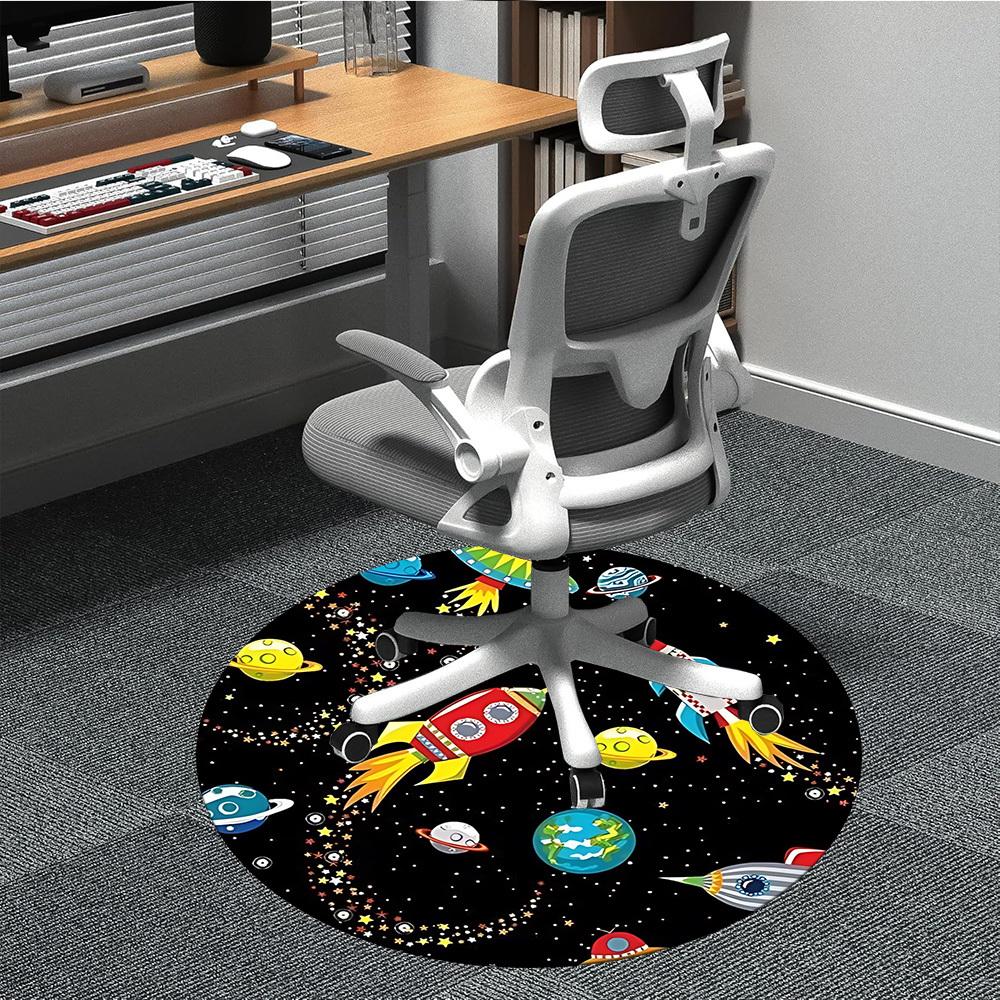 1pc Space Adventure Carpet for Office Non-Slip, Round Carpet, Soft & Comfortable, Carpet for Office, Lightweight Round Floor Mat