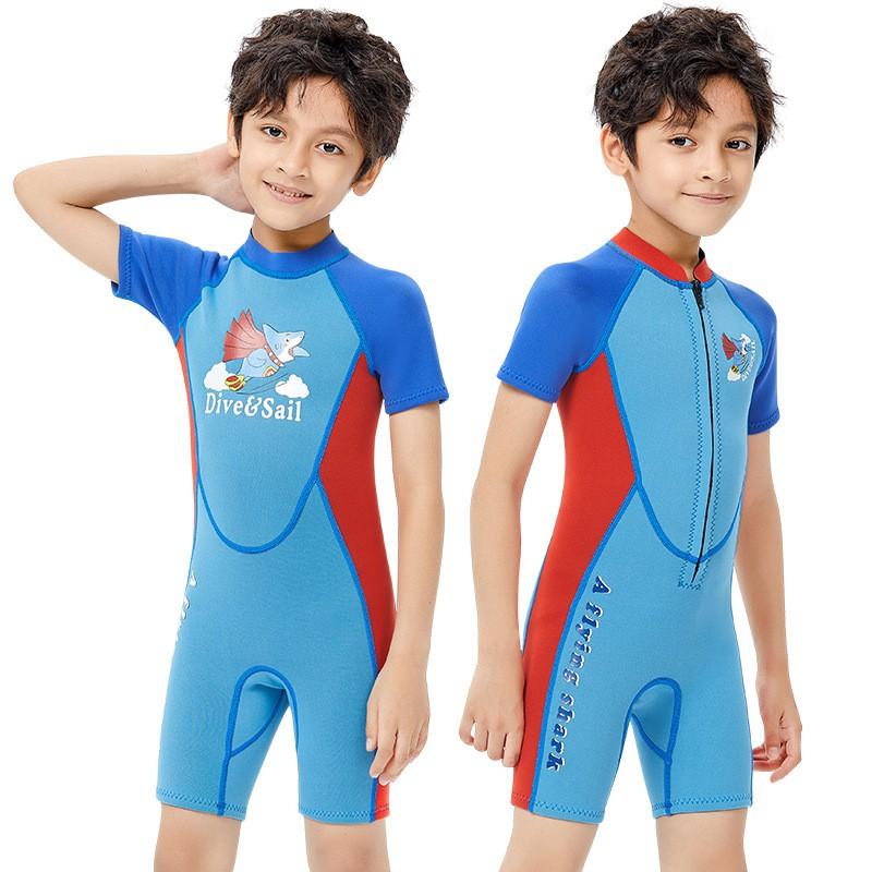 Kids 2.5mm Short Sleeve Full Wetsuit Snorkeling Swimming Surfing Diving Warmth Protection Chloroprene Neoprene