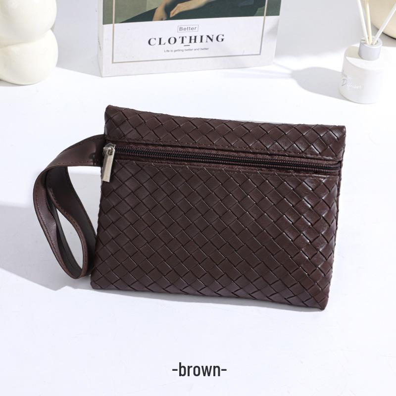 Large Capacity PU Woven Texture Travel Toiletry Bag коричневый