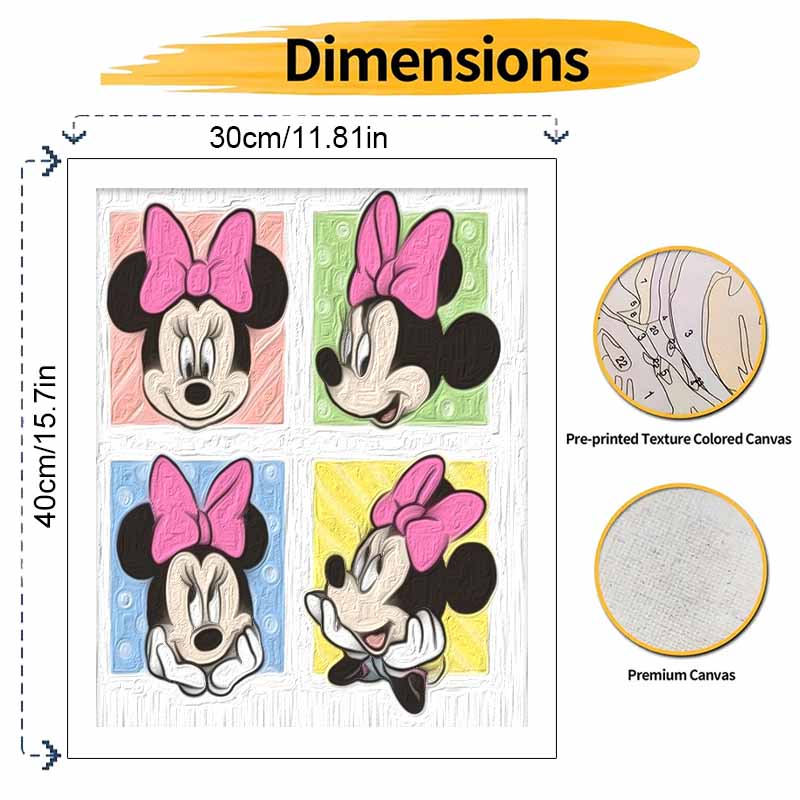 Disney DIY Painting Kit Cute Minnie Mouse Classic Style Home Decor Craft Gift Idea Wall Art Portrait Expression Set Room Decor 130
