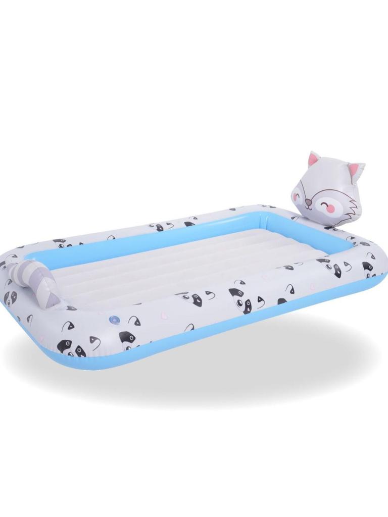JILONG Portable Elevated Children's Inflatable Bed, Foldable Flocking Air Mattress for Lazy Breaks.