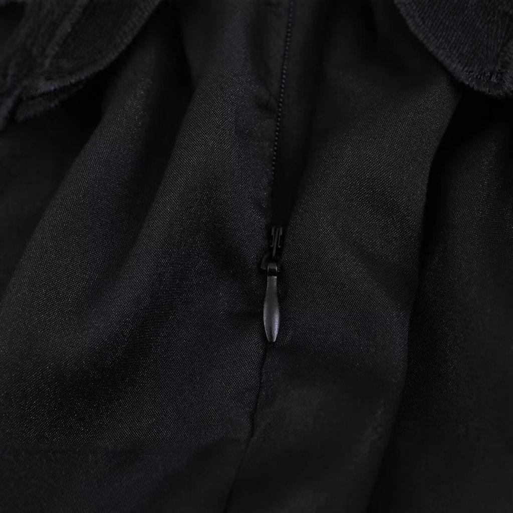 2025 Spring Women's European & American Style V-Neck Long Sleeve Loose French Dress