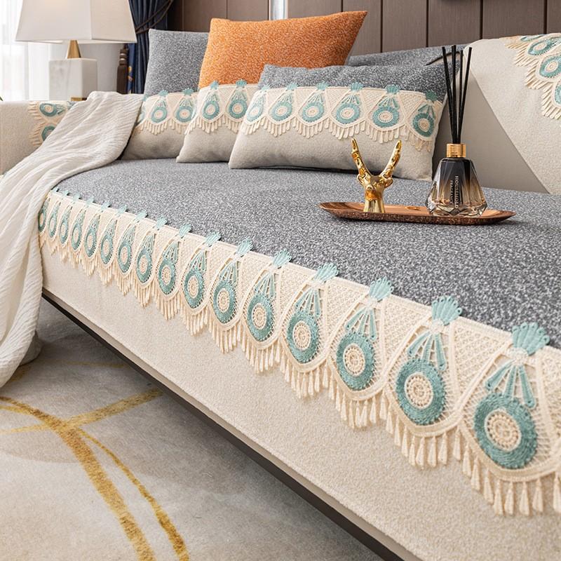 Chenille Sofakissen Vier Jahreszeiten Universal Rutschfestes Kissen Modern Leichter Luxus High-End Sofa Handtuch Sofabezug Vollbezug Stoff