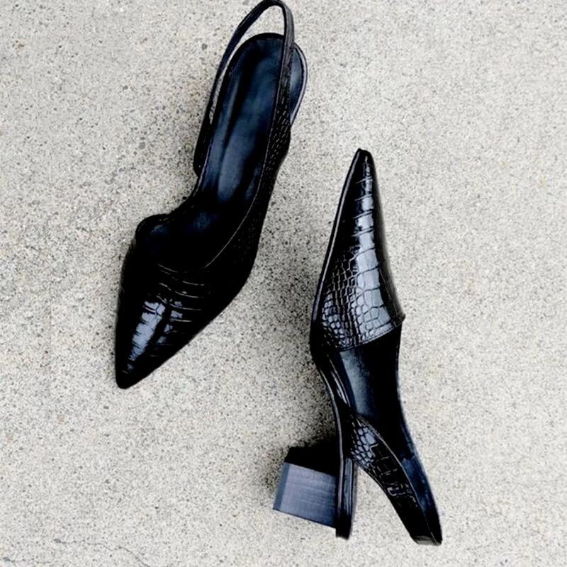 

New summer retro large size pointed commute sexy medium heel bag head sandals women s plaid thick heel 36 чёрный