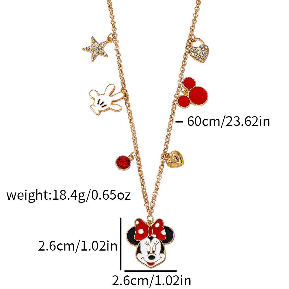 And Minnie Mouse Oil Drip Alloy Pendant Necklace, Simple Multi-Layer Collarbone Necklace, Cartoon Cosplay Jewelry