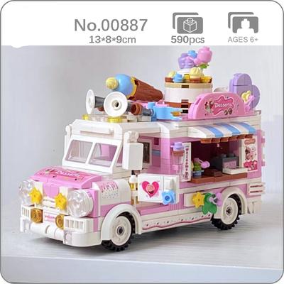00887 Fahrzeugwelt Süßes Dessert Süßigkeiten Auto Ballon Imbisswagen 3D-Modell Miniblöcke Ziegel Bauspielzeug für Kinder ohne Box