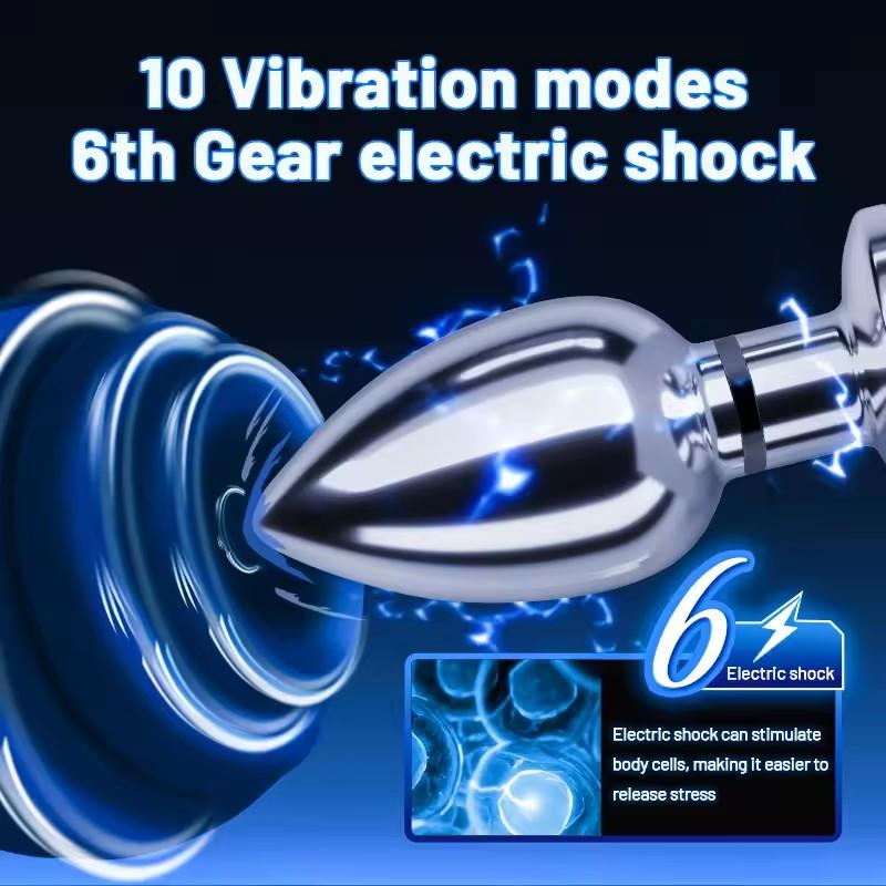 Wireless Remote-controlled Metal Anal Plug Man and Woman Electric Shock Anal Plug Vibrating Anal Plug Butt Plug G-spot Masturbation Passionate Party