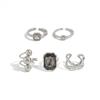SHIXIN 5Pcs/Set New Fashion Acrylic Rhinestone Open Rings for Women Vintage Geometric Square Adjustable Knuckle Ring Men Jewelry