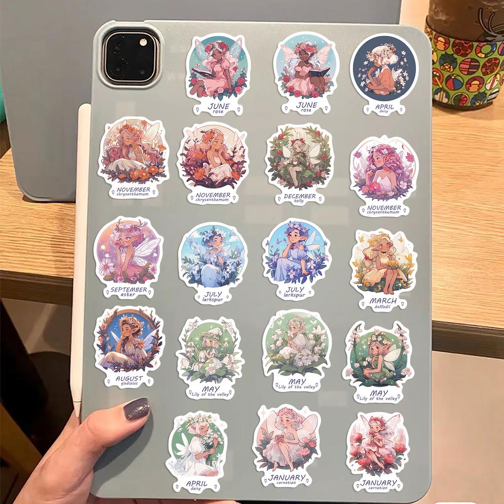 50 Cartoon Flower Elf Doodle Stickers Guitar Notebook Suitcase DIY Waterproof Stickers
