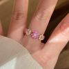 Kirschblüten-Inlay Rosa Diamanten Spleißblumenring Mode-Stil Süße Exquisite Ringe für Frauen Hochzeits Schmuck Geschenk