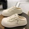 Canvas Bag Head Half Slippers Women Wear Summer New Little White Shoes Thick-soled Cool Slippers