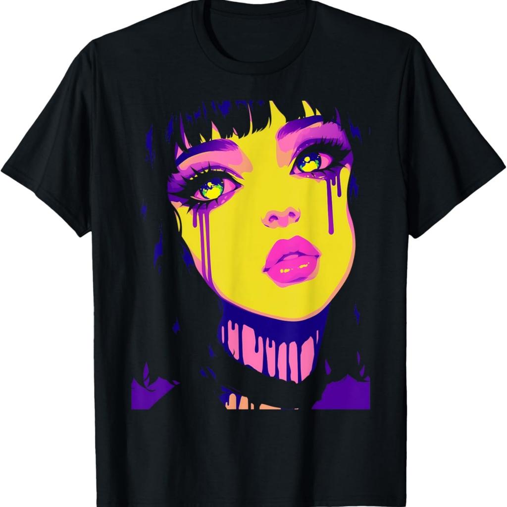 Cybergoth Cybercore Grunge Punk Goth Girl Alt Anime Manga T-Shirt(14)