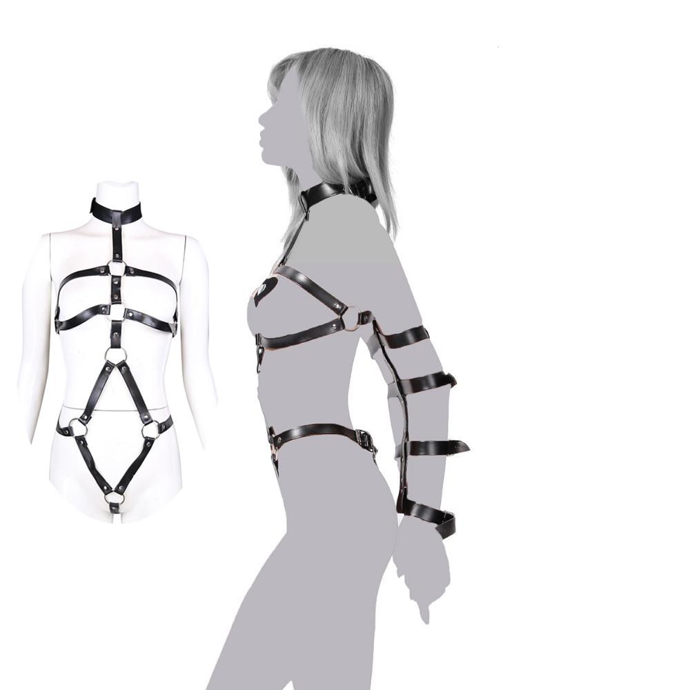 Female  Body Restraint Sex Toy Kits Women Handcuff Harness Adult Couple Fetish Toys SM Slave Bondage Set Vagina Stimulator